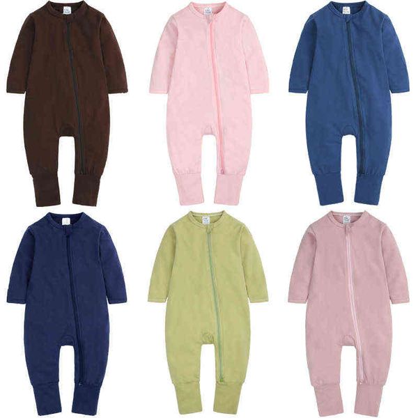 Pagliaccetto appena nato Neonata Ragazzo Vestiti Primavera Soild Colore Manica lunga Tute Tutina per neonato Tuta intera Ropa Bebe G220510