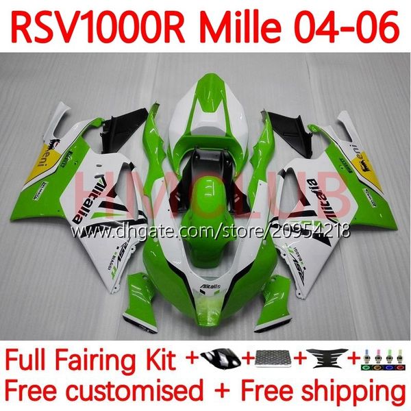 Aprilia RSV1000R MILLE RV60 RSV-1000 RSV1000 R RR 04 05 06 gövdeye 160no.6 RSV1000RR RSV 1000 R 1000R 1000RR 2004 2005 2006 Bodys Kit Yeşil Beyaz