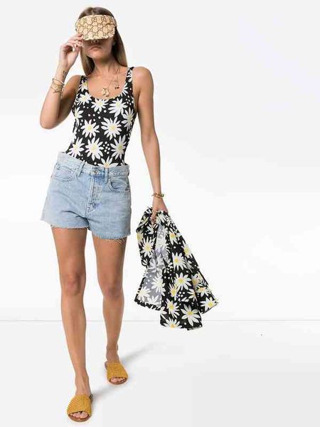 

printed swimsuit women's one-piece suower, White;black