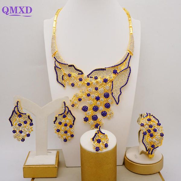 Orecchini Collana Dubai Set di gioielli in cristallo grande africano Set da sposa lungo etiope Gioielli tradizionali Regali per feste da donna Orecchini