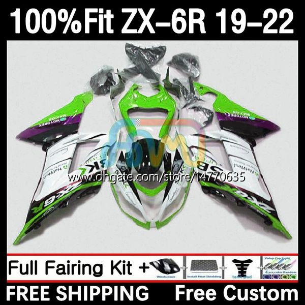 OEM Faitings Kit para Kawasaki Ninja ZX-6R ZX 636 ZX636 ZX6R 19 20 21 22 BODYWORK 6DH.106 ZX 6R ZX-636 2019 2020 2021 2022 Frame 600cc 19-22 Mold de molde Green branco VERDE