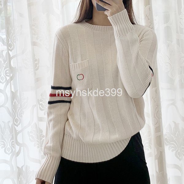 

women's knits & tees simple minority college style contrast striped knitted women's fall and winter versatile loose sweater, White