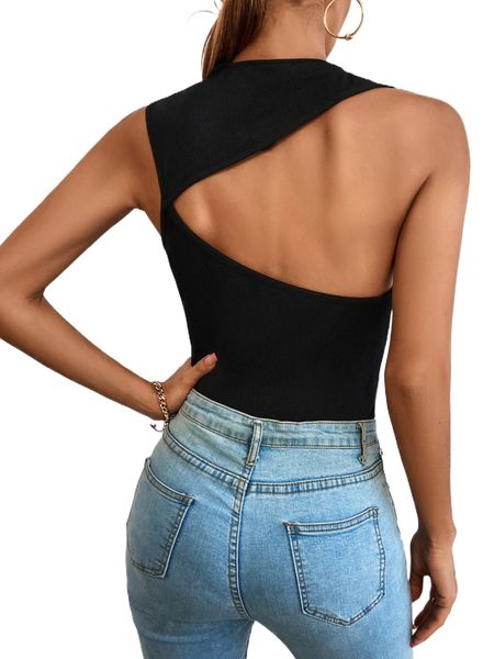 

backless ribbed knit tank bodysuit 83wt#, White