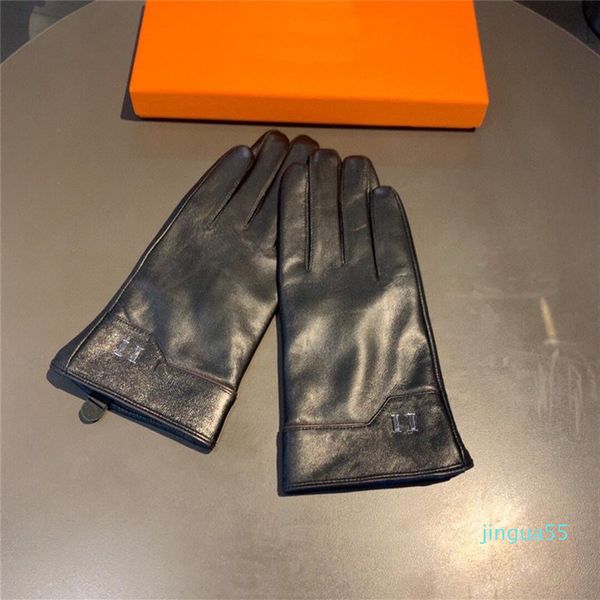 Зимние теплые перчатки для вождения, варежки, женские дизайнерские перчатки с надписью, сплошной цвет, кожаные варежки