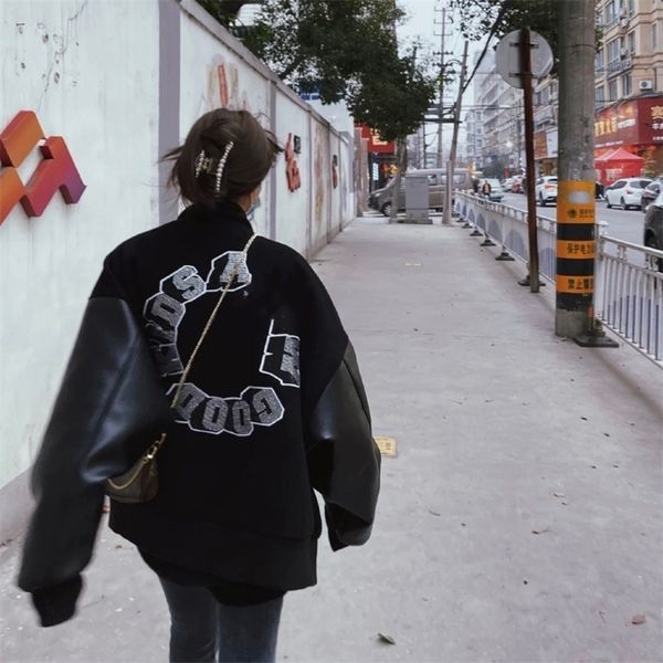 

summer explosion 21fw autumn new fff and afgk ma siwei's same diamond baseball jacket fashion high street, Black