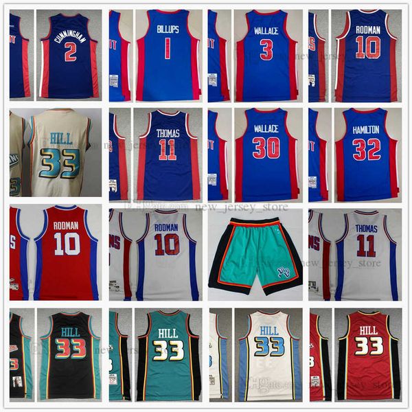 

03-04 mitchell&ness retro stitched basketball jerseys 10 dennis 33 grant rodman hill 3 ben 30 rasheed wallace 32 richard hamilton 1 chauncey, Black;red