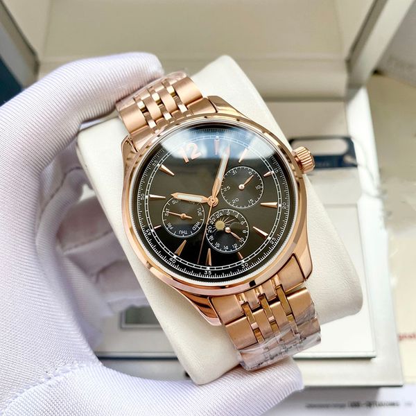 

mens watch automatic mechanical movement watches 40mm business wristwatch stainless steel strap montre de luxe waterproof fashion wristwatch, Slivery;brown