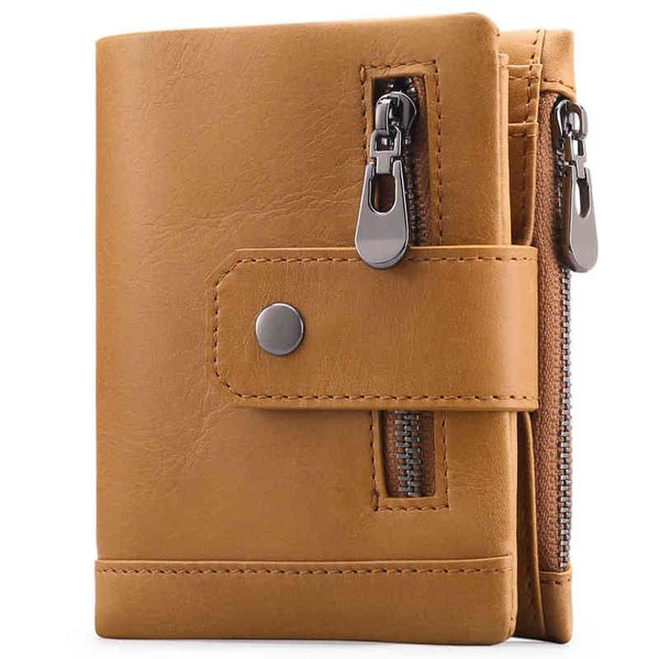 

first layer cow leather rfid anti-theft brush leather wallet three fold multi card position oil wax cow leather men's wallet men's, Red;black