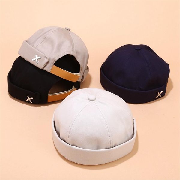 

men street casual docker sailor biker hat loop beanie brimless cap fashion pumpkin vintage navy beanies221y, Blue;gray