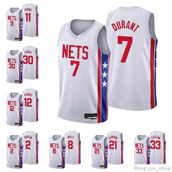 

printed 75th men youth women kevin durant kyrie irving seth curry patty mills aldridge joe harris griffin nicolas claxton 2022 classic white, Black
