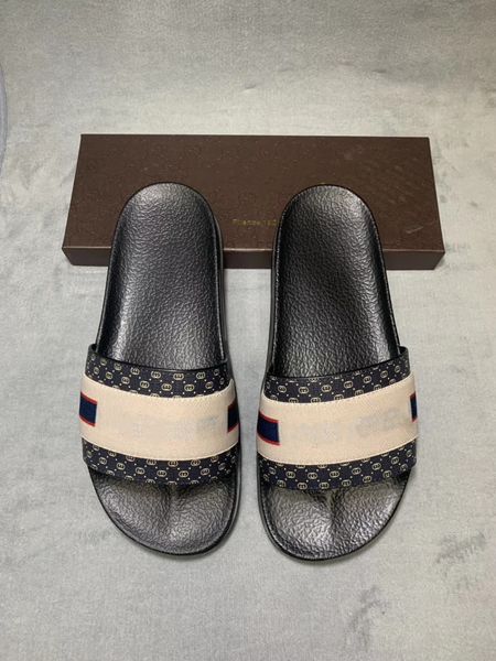

2022 new rubber slides pool slipper floral brocade letter women men sandail flat bottoms flip flops womens fashion striped beach slippers wi, Black