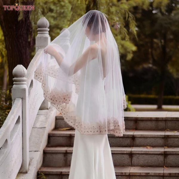 Veli da sposa V59 Voile svizzero Tessuto di pizzo bianco puro Velo da sposa champagne Sposa d'oro senza pettine TacchinoSposa