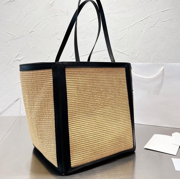 

letter logo design weave totes fashion women large capacity sand beach vacation shopping bag leisure luxury shoulder bags handbag