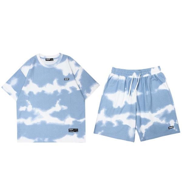 

men's tracksuits men's tracksuits mens short sleeve tie dyeing t shrits shorts sets vintage suit 2022 summer oversize casual hawa, Gray