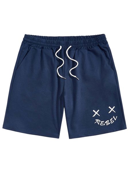 

romwe guys letter graphic shorts 19kv#, White;black