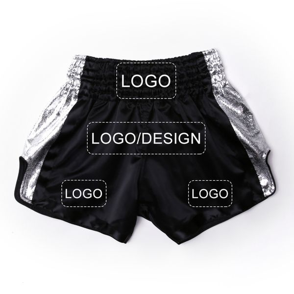 

custom mma muay thai shorts with your design or brand kickboxing pants for adults kids sanda fight boxing trunks men women 220613, White;black