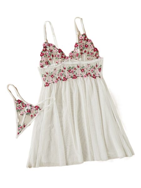 

floral embroidery mesh slips with thong k9av#, Black;red