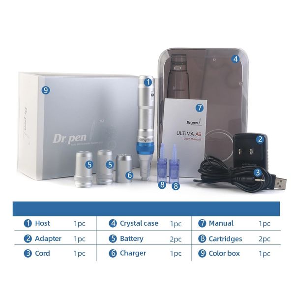 

drpen a6 mts microneedling machine 9/12/24/36/42/nano micro needle cartridges professional dermapen tattoo derma pen dr pen perfections