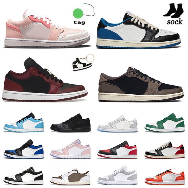 

2022 mens women 1s basketball shoes jumpmans 1 low unc mighty swooshers pink white black toe wolf grey chicago designer jd lows sneakers spo