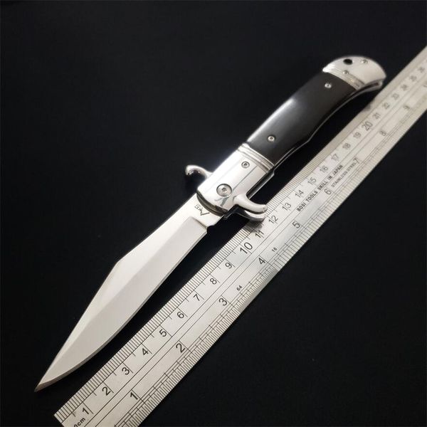 Coltello pieghevole Padrino da 9 pollici in stile italiano nero Coltelli orizzontali automatici Coltelli da campeggio in acciaio inossidabile D2 Strumenti EDC