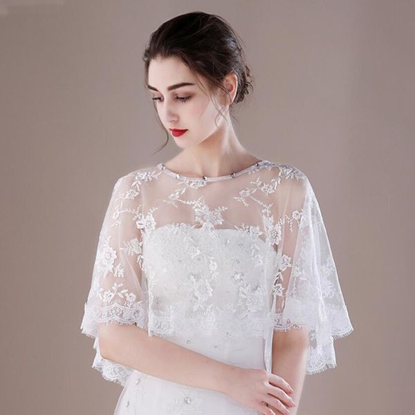 

new vintage lace applique bridal jacket for brides wedding wraps, White