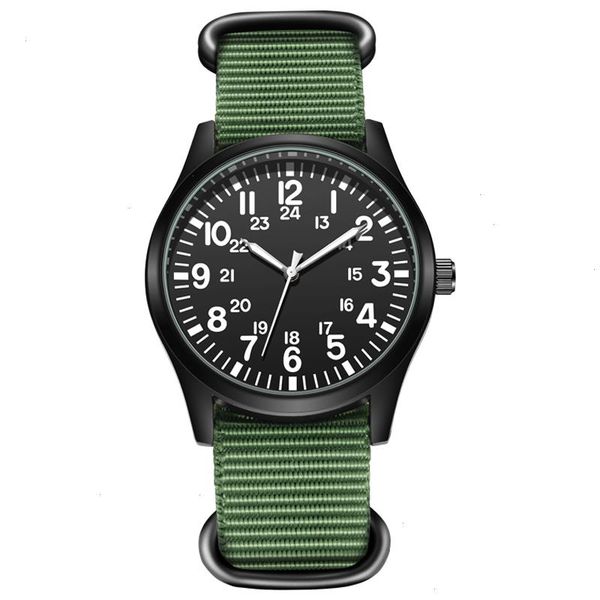 

air force field watch nato strap 24 hours display japan quartz movement 42mm dial, Slivery;brown