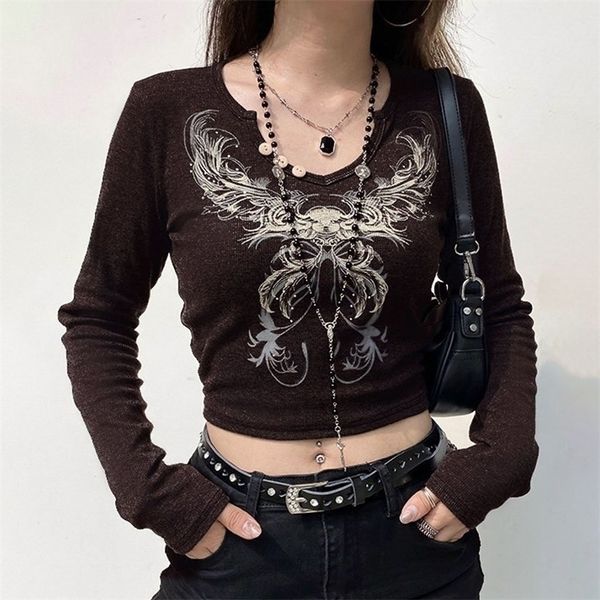 

fashion slim y2k women's t-shirt casual long sleeve crop basic female clothing high street plain autumn women shirts 220402, White