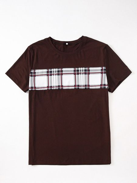 

men 1pc contrast plaid tee 04i4#, White;black