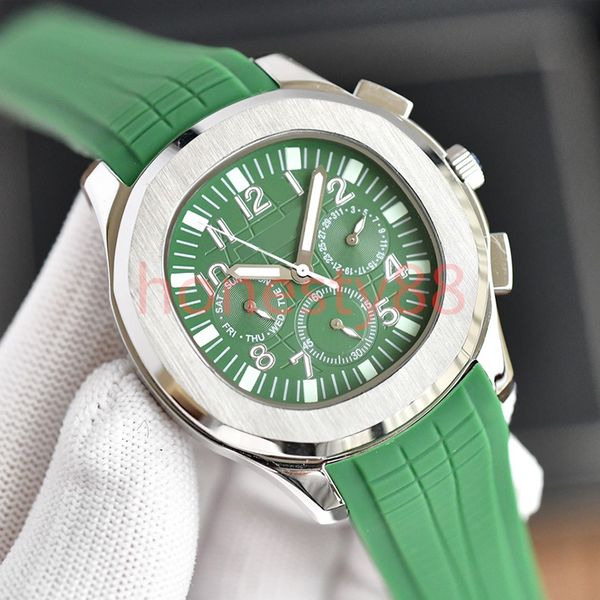 

green elegant movement mens watches automatic movement wristwatches 40mm 904l stainless steel folding buckle comfortable rubber strap montre, Slivery;brown