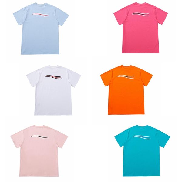 

designer womens t shirt classic candy colored trendy macarons wave tees casual summer short sleeve mens ins hot, White