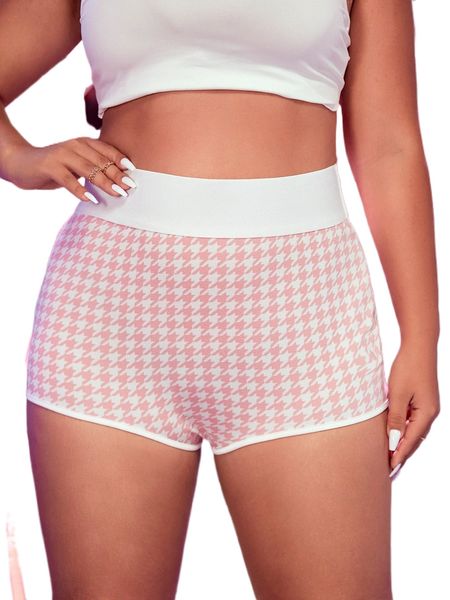 

plus houndstooth contrast binding shorts t4gc#, Black