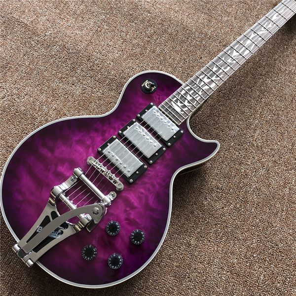 

new arrival custom purpul jazz electric guitar with 3 pickups , fire inlys rosewood fingerboard , chrome hardware , high quality