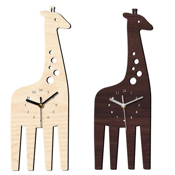 Relógios de parede giraffe relógio de madeira pendurado visor digital Digital Ornamento decorativo impresso para casa Baby Room Play Decoration Craftswall Wallwall Wallwall