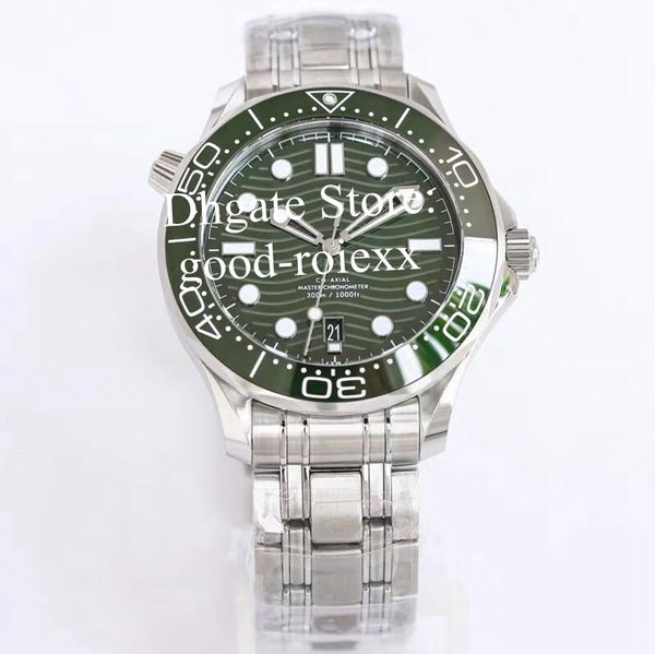 Homens Green Dial Relógios Mens ORF Relógio Automático Cal.8800 Cerâmica Bezel ETA Sport Diver 300M Pulseira de Borracha Ocean Sapphire Aço Luminoso OU Fábrica 42mm Relógios de Pulso