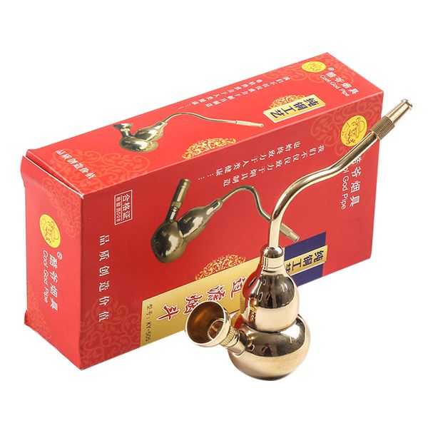 Puro Copper Brass Hookah Retro antiquado Filtro de ￡gua Tipo de cachimbo de uso duplo Tipo de uso duplo