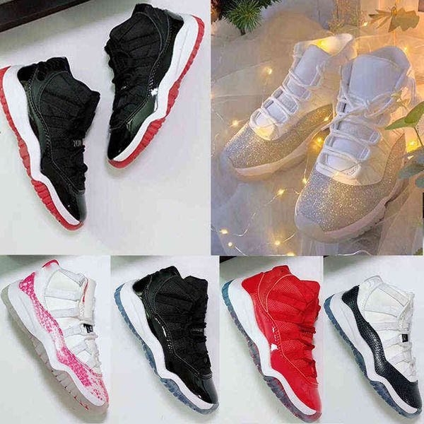

jumpman 11s kids basketball shoes bred low white concord legend blue pantone ovo grey snake skin boys girl trainers, Black