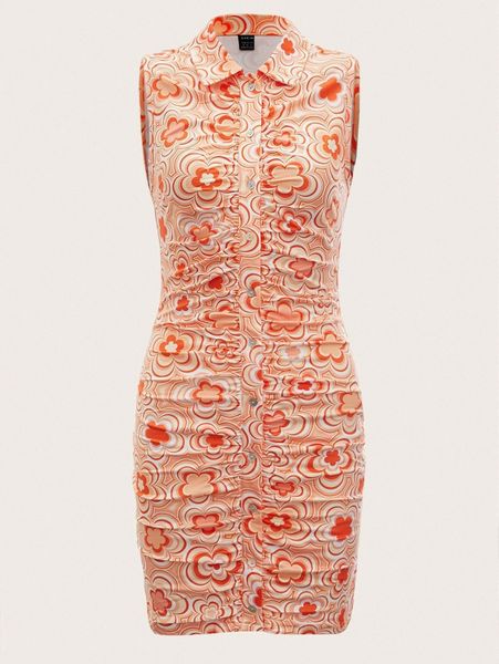 

mod floral button up bodycon dress s2vq#, Black;gray