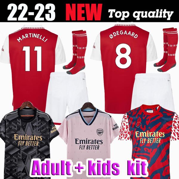 

soccer jersey fans gunners 22 23 odegaard pepe saka thomas willian nicolas tierney 2022 2023 football kids kit away, Black