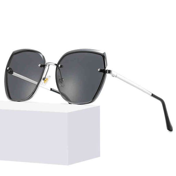 

sunglasses 2022 women's trend glasses trimming frameless metal, White;black