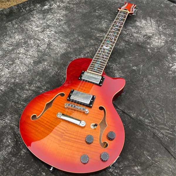 

grote 12 strings electric guitar cherry burst flame maple semi hollow body jazz