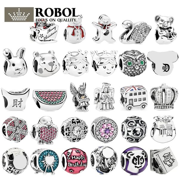 2022 Série de brinquedos mais recente da série de brinquedos Charm 925 Sterling Silver Pandora Charms para Bracelets Jóias Diy JFashion Snowman Owl Car Box Wholesale Box T2401