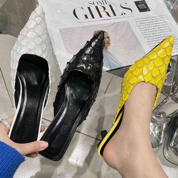 

slippers women 2022 new pumps fashion thin heels mules shoes female pointed toe casual outdoor slides for ladies 220518, Black