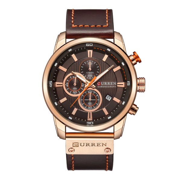 

watch waterproof quartz men's watch casual business watches, Slivery;brown