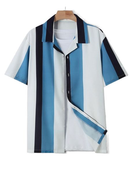 

men colorblock striped shirt 02nb#, White;black