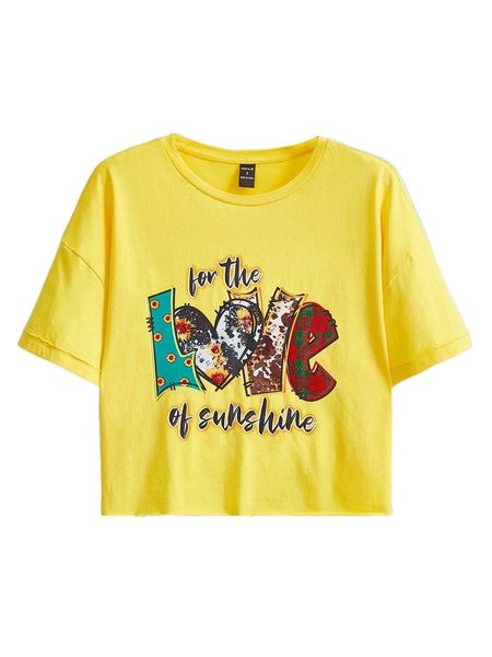 

x peace letter graphic drop shoulder crop tee g3mz#, White