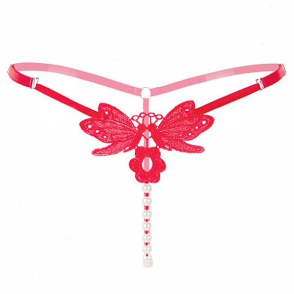 

women pendant panties thong embroidery pearl g string adjustable low waist underwear beadstanga massage lingerie, Black;pink