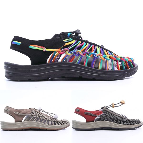 

keens uneek m men sandals 2022 designer trainers original tie dye timberwolf plaza taupe outdoor water wading beach shoes size 39-44, Black
