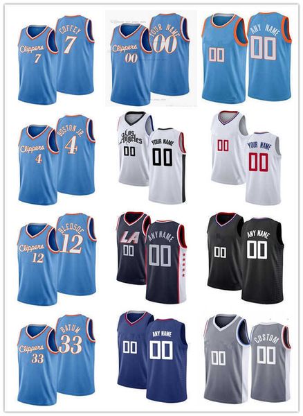 

75th custom men women youth la''clippers''nicolas 33 batum eric 12 bledsoe brandon 4 boston''amir 7 coffey bas, Black;red