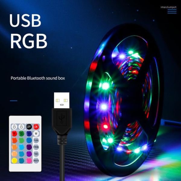 Полоски светодиодные Bluetooth Light Light RGB Гибкая лампа 2M ленточный диод USB Cable DC5V Столк Экран ТВ фоновый зал.