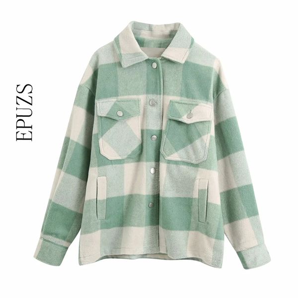 

spring fashion oversize green plaid jacket women winter coat casual office work loose korean outwear 2019, Black;brown